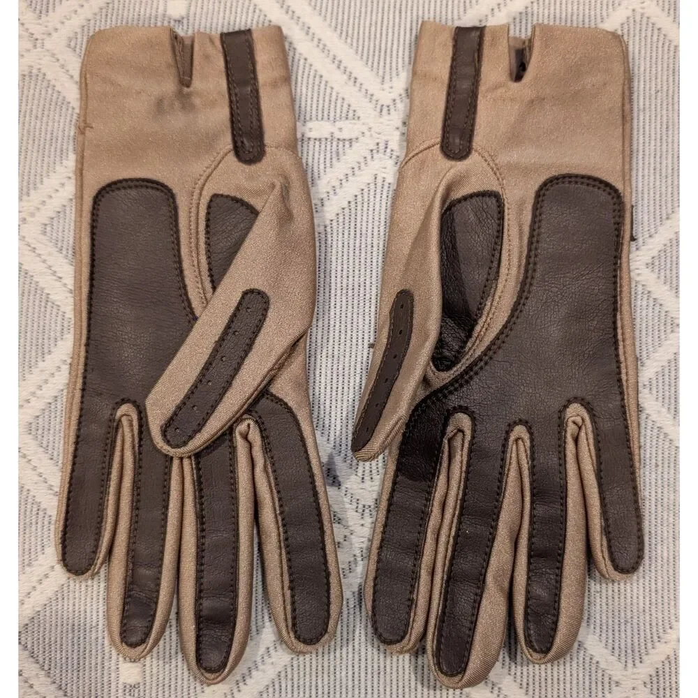 Women’s Driving Gloves – One Size Fits All – Tan/Brown Antron/Lycra - NWOT